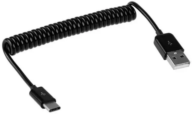 Alt view image 6 of 6 - USB C Stretch Coiled Cable USB 2.0 to USB C Data Extension Cable for Tablet Mobile Phone 1.0M