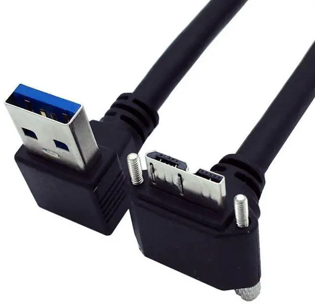 Main image of USB 3.0 to Micro USB 3.0 90 Degree Down Angled with Locking Screw Panel Cable 25cm
