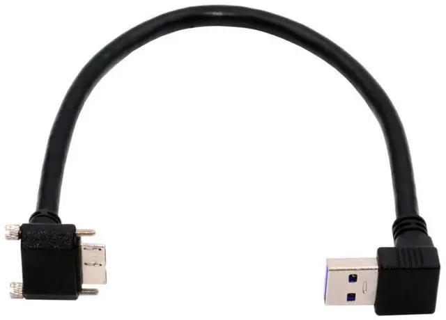 Alt view image 7 of 7 - USB 3.0 to Micro USB 3.0 90 Degree Down Angled with Locking Screw Panel Cable 25cm