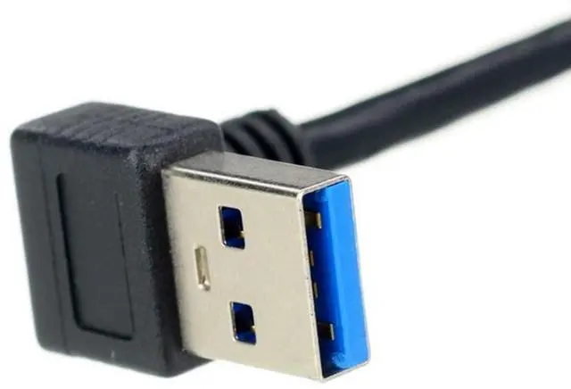 Alt view image 5 of 6 - USB 3.0 to Micro USB 3.0 90 Degree Left Angled with Locking Screw Panel Cable 0.5M