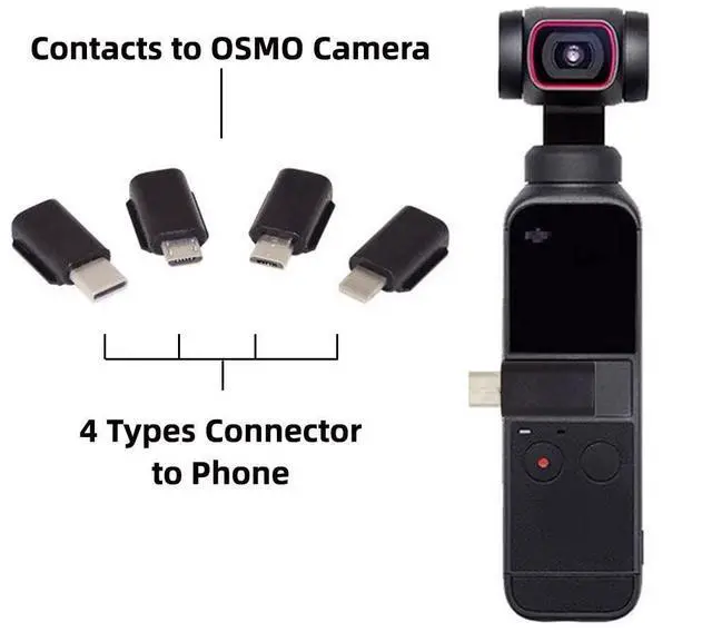 Alt view image 3 of 7 - 4 Pack USB C & Micro USB to OSMO Pocket1/2 Connector Adapter Handheld Gimbal Camera Accessories