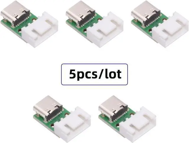 Alt view image 7 of 7 - 5 Pack USB C DIY Connector, Pitch 2.54mm 4Pin to USB 2.0 Type C Female Socket Port Repair Replacement Solder Adapter with Wafer Socket