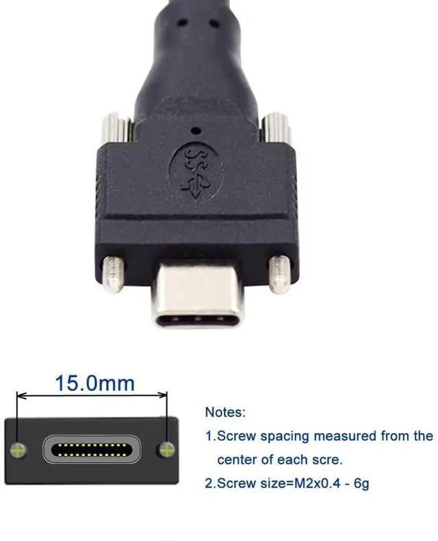 Alt view image 2 of 7 - USB 3.0 to USB C Dual Locking Connector Data Cable with Panel Mount Screw for Industrial Camera 4.9M
