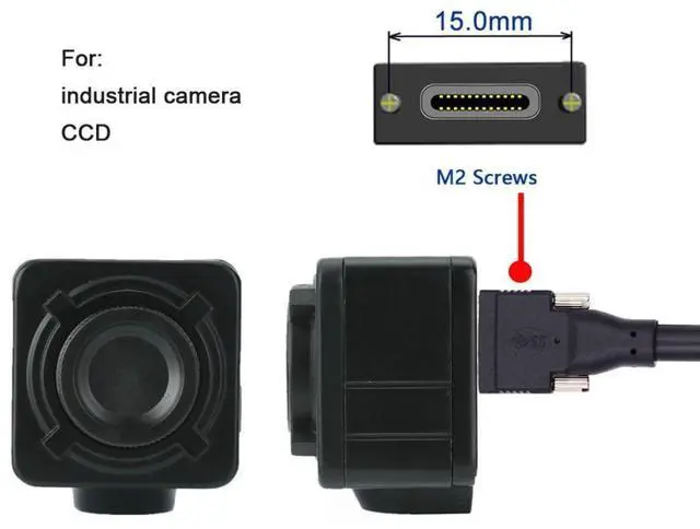 Alt view image 4 of 7 - USB 3.0 to USB C Dual Locking Connector Data Cable with Panel Mount Screw for Industrial Camera 4.9M