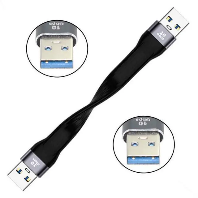 Alt view image 7 of 7 - USB 3.0 Short Cable,USB 3.1 3.0 Type A Male to Male Extension Flat Slim FPC Data Cable 13cm 10Gbps for Laptop & Desktop