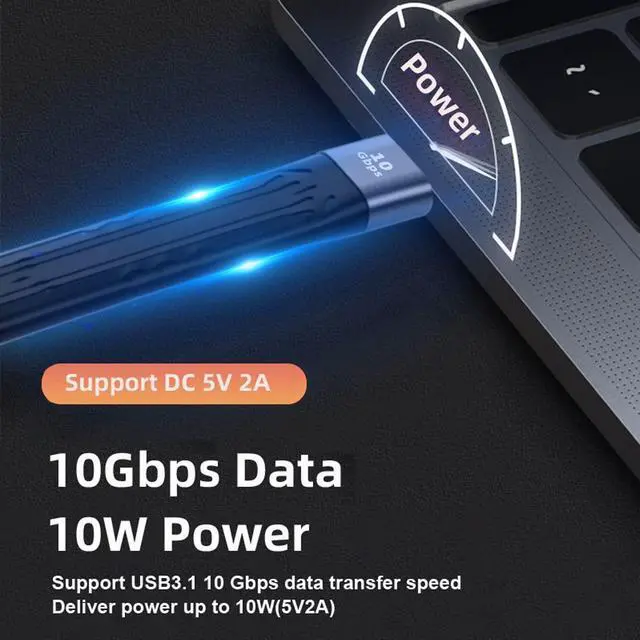 Alt view image 2 of 7 - USB 3.1 Short Cable,USB 3.0 Type A Male to USB 3.1 Type C Female Extension Flat Slim FPC Data Cable 13cm 10Gbps for Laptop & Desktop