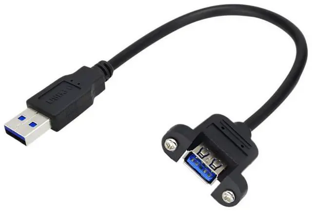 Alt view image 7 of 7 - 12 Inch Short USB Extension Cable, USB 3.0 Male to Female Panel Mount Type Cable with Screws