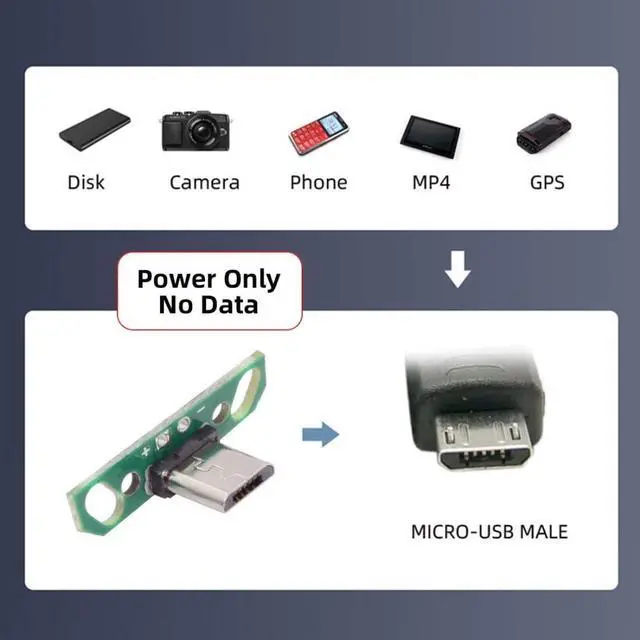 Alt view image 4 of 7 - 5 Pack USB 2.0 DIY Connector,Micro USB 2Pin Male Plug Port Repair Replacement Solder Adapter