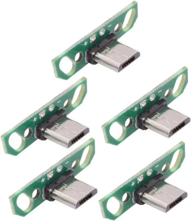 Main image of 5 Pack USB 2.0 DIY Connector,Long Micro USB 2Pin Male Plug Port Repair Replacement Solder Adapter