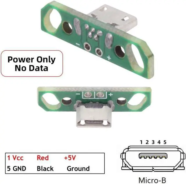 Alt view image 2 of 7 - 5 Pack USB 2.0 DIY Connector,Micro USB 2Pin Female Socket Port Repair Replacement Solder Adapter