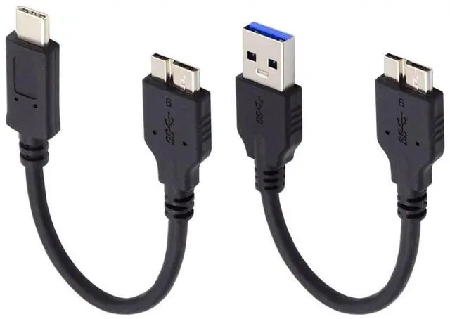 Main image of 2 Pack USB 3.0/USB C Male to Micro B Male Cable for Portable Hard Disk 15cm