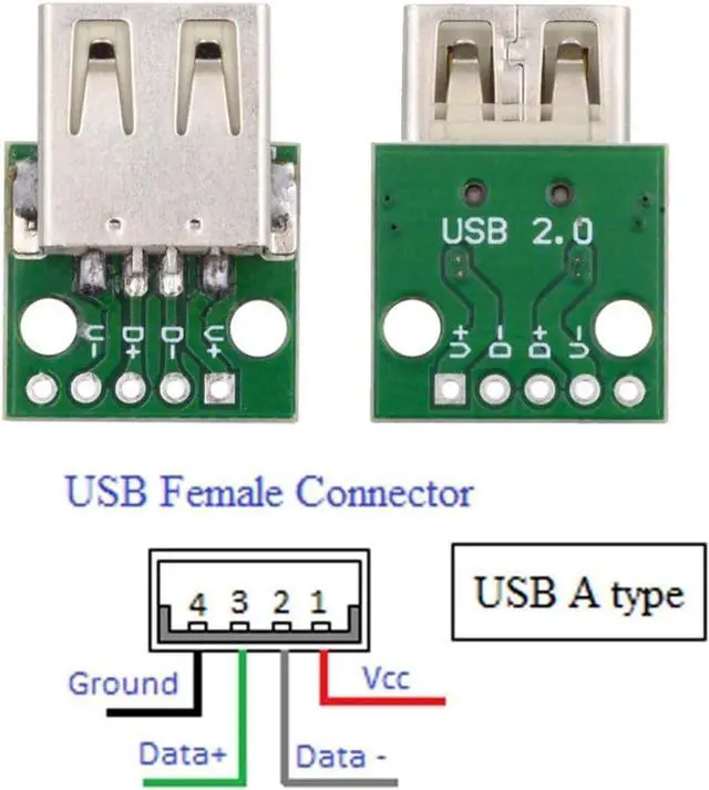 Alt view image 2 of 7 - 5 Pack USB 2.0 DIY Connector,USB 2.0 Type-A 5Pin Female Socket Port Repair Replacement Solder Adapter