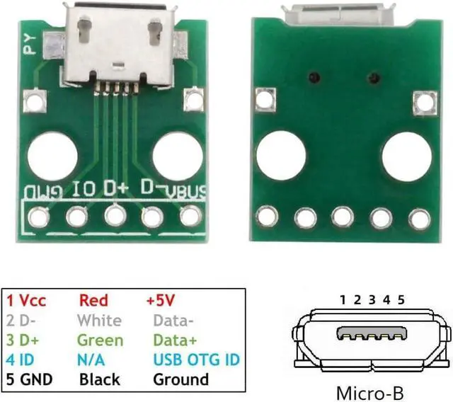 Alt view image 2 of 7 - 5 Pack USB 2.0 DIY Connector,Micro USB 6Pin Female Socket Port Repair Replacement Solder Adapter with Flange