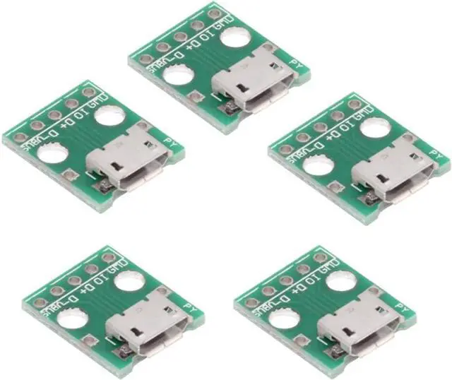 Main image of 5 Pack USB 2.0 DIY Connector,Micro USB 6Pin Female Socket Port Repair Replacement Solder Adapter with Flange