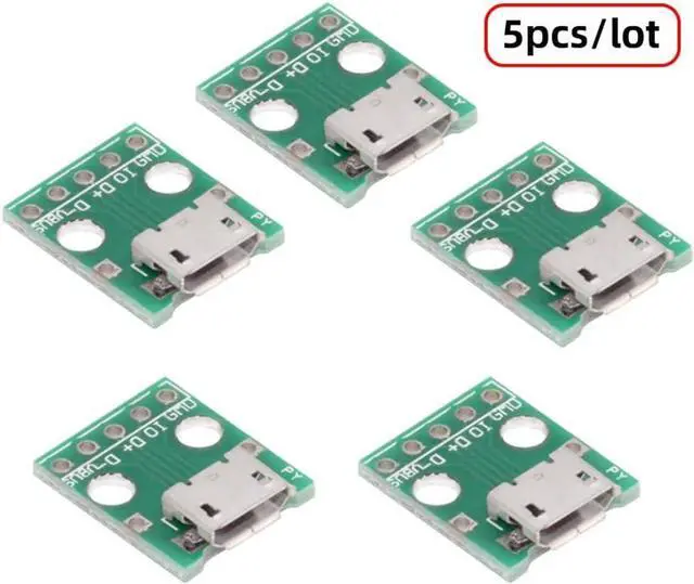 Alt view image 6 of 7 - 5 Pack USB 2.0 DIY Connector,Micro USB 6Pin Female Socket Port Repair Replacement Solder Adapter with Flange