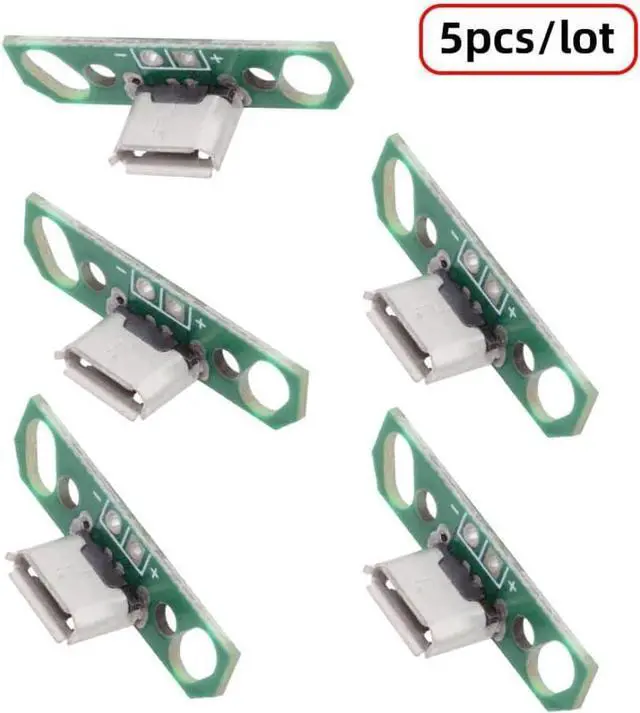 Alt view image 4 of 7 - 5 Pack USB 2.0 DIY Connector,Micro USB 2Pin Female Socket Port Repair Replacement Solder Adapter with Flange