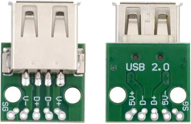 Alt view image 7 of 7 - 5 Pack USB 2.0 DIY Connector,USB 2.0 Type-A 5Pin Female Socket Port Repair Replacement Solder Adapter with Flange