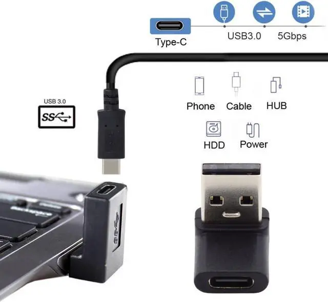 Alt view image 4 of 6 - CY USB C to USB Adapter,USB Type C Female to Type A Male Data Adapter 90 Degree UP Angled for Laptop Desktop