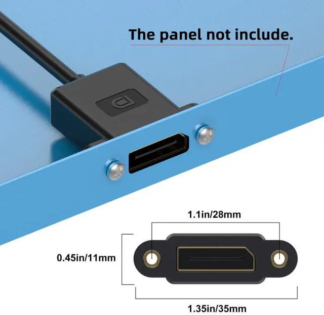 Alt view image 6 of 7 - DisplayPort 1.4 Cable DisplayPort Male to Female 90 Degree Left Angled 8K@60Hz 4K@240Hz 32.4Gbps High Speed Gold Plated Ultrafine Extension Cable Panel Mount Type 0.98FT/0.3M