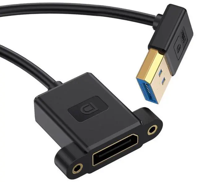 Main image of DisplayPort 1.4 Cable DisplayPort Male to Female 90 Degree UP Angled 8K@60Hz 4K@240Hz 32.4Gbps High Speed Gold Plated Ultrafine Extension Cable Panel Mount Type 0.98FT/0.3M
