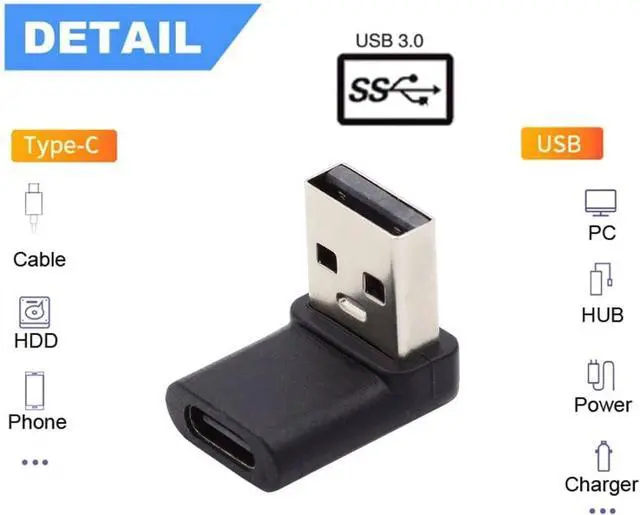 Alt view image 3 of 6 - CY USB C to USB Adapter,USB Type C Female to Type A Male Data Adapter 90 Degree UP Angled for Laptop Desktop