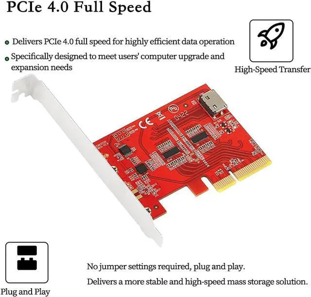 Alt view image 4 of 6 - PCIe 4.0 x4 to U.2 Expansion Card with Cable  Oculink SFF-8612 to SFF-8639 NVMe SSD Adapter, Gen4 16GT/s High-Speed Data Transfer for Server, Desktop, and Workstation