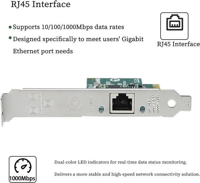 Alt view image 4 of 7 - PCIe x1 to RJ45 Gigabit Ethernet Network Card with I210AT Chip  RJ45 Single-Port Server LAN Adapter 10/100/1000Mbps, PXE Boot Support, Compatible with Windows/Linux/VMware
