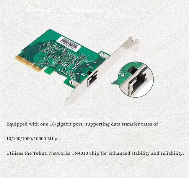 Alt view image 4 of 7 - PCIe X4 to 10G RJ45 Ethernet Network Card for Desktop and Server, PCI Express 2.0 x4 10G/5G/2.5G/1G/100M RJ45 Adapter  10 Gigabit LAN NIC with Jumbo Frame & Link Aggregation Support