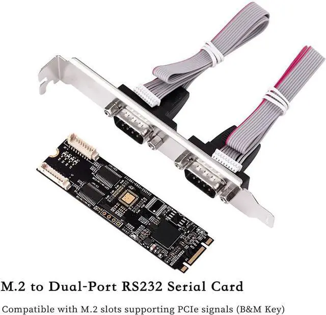 Alt view image 5 of 7 - M.2 (Key M/B) to Dual RS232 Serial Port Adapter Card  2-Port COM DB9 Expansion Card, PCIe 2.0 Gen1 x1 Interface, Industrial-Grade Converter Compatible with Terminal & Embedded Systems