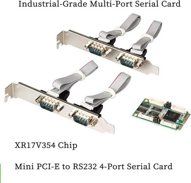 Alt view image 4 of 7 - Mini PCIe to 4-Port RS232 Serial Card, Industrial-Grade DB9 COM Expansion Adapter  Mini PCI Express to RS-232 Converter, -40°C~+85°C Working Temperature