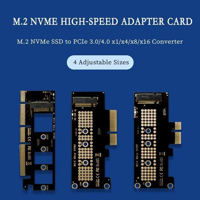 Alt view image 3 of 7 - PCIe to M.2 NVMe SSD Adapter Card, PCI Express 4.0 X1/X4/X8/X16 Expansion Converter  Supports 2230/2242/2260/2280 M.2 NVMe Drives, Compatible with Windows, Linux, macOS (PCIE x16 to M.2)