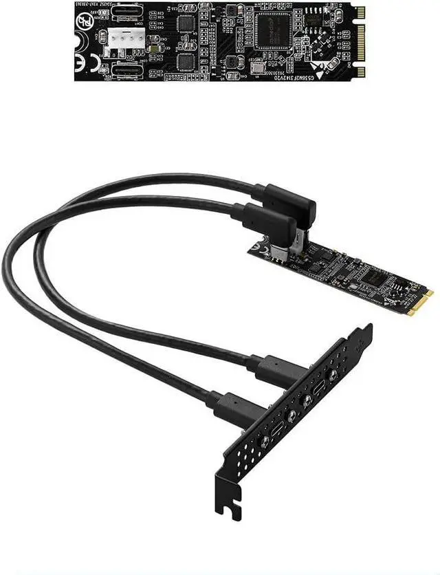 Main image of M.2 (B+M Key) to Dual USB-C 10Gbps Expansion Card IO-M2F3142-2C, USB 3.2 Gen2 Adapter with 4-Pin Power, Compatible with Industrial Cameras, Live Streaming Devices, and High-Speed SSDs