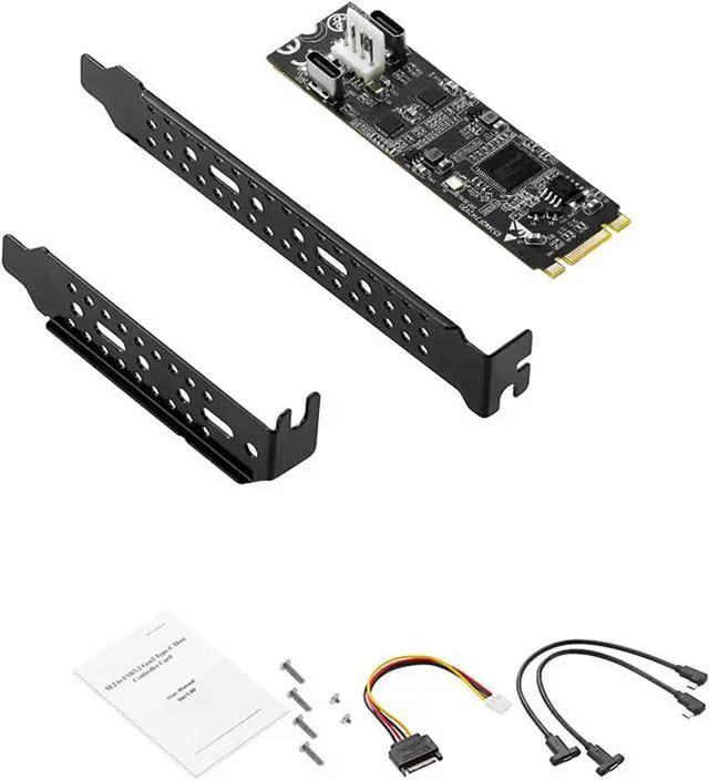 Alt view image 6 of 6 - M.2 (B+M Key) to Dual USB-C 10Gbps Expansion Card IO-M2F3142-2C, USB 3.2 Gen2 Adapter with 4-Pin Power, Compatible with Industrial Cameras, Live Streaming Devices, and High-Speed SSDs