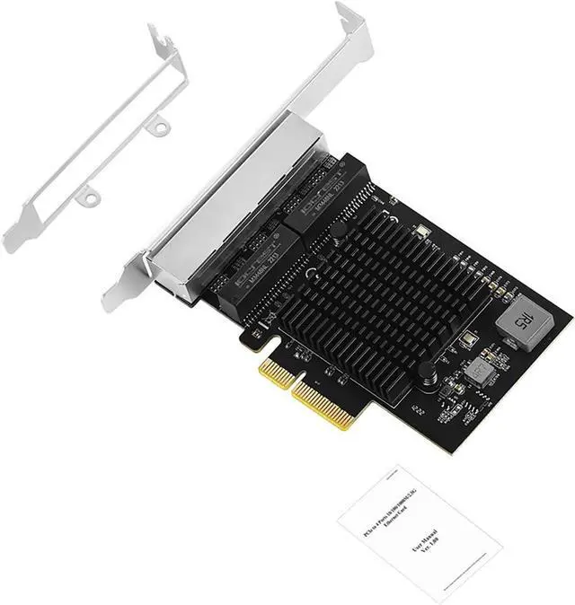 Main image of PCIe X1 to 2.5G Network Card RTL8125B Gigabit Ethernet Adapter for Desktop and Server, PCI-E x1 LAN Card 2500Mbps with Dual LED Indicators, Full & Low Profile Brackets (Quad RJ45)