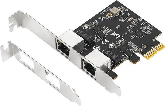 Main image of PCIe X1 to 2.5G Network Card RTL8125B Gigabit Ethernet Adapter for Desktop and Server, PCI-E x1 LAN Card 2500Mbps with Dual LED Indicators, Full & Low Profile Brackets (Dual RJ45)