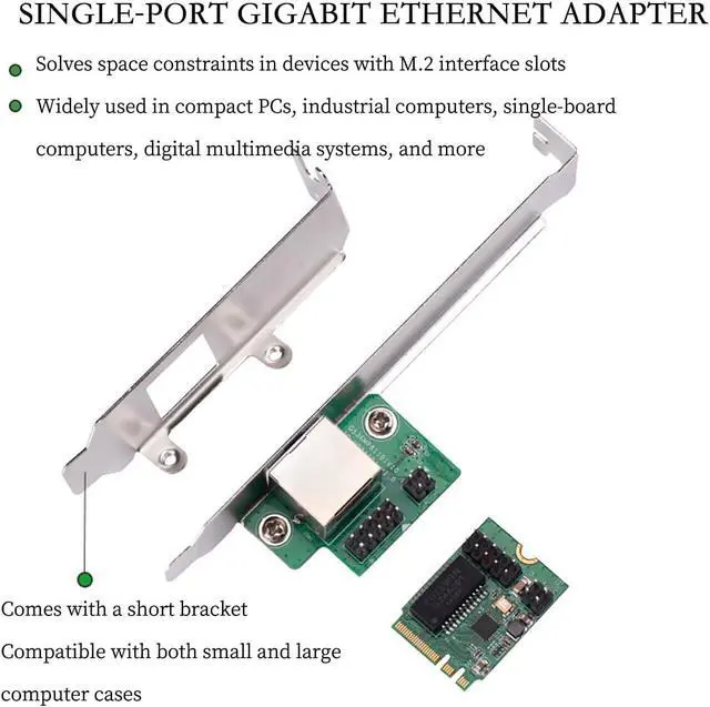 Alt view image 4 of 7 - M.2 (Key A+E) to RJ45 Gigabit Ethernet Adapter 1000Mbps Wired Network Card, PCIe NGFF 2230 LAN Controller with Wake-on-LAN, Compatible with Windows/Linux/Mac OS