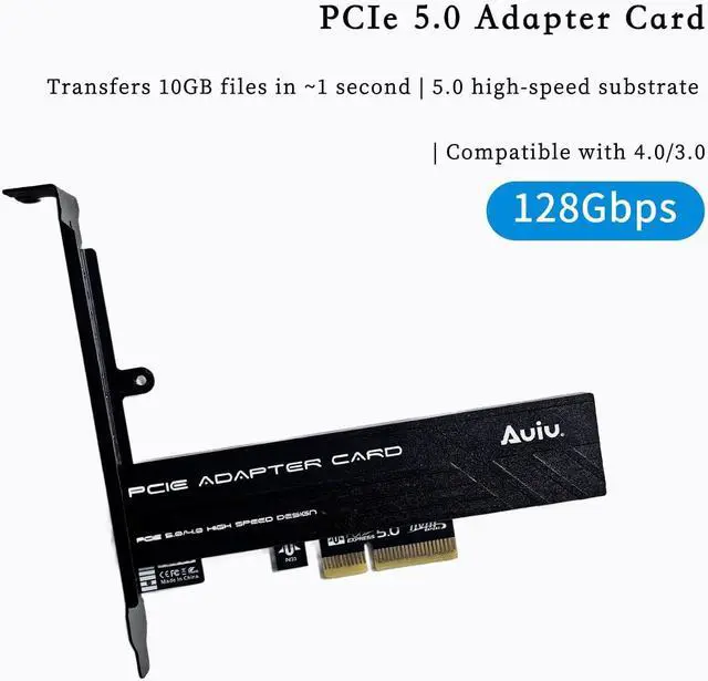 Alt view image 2 of 4 - PCIe 5.0 X4 M.2 NVMe SSD Expansion Card for 1U Host, 128Gbps High Speed Adapter with Aluminum Alloy Heatsink, Gold-Plated PCB, Compatible with PCIe 4.0/3.0 Motherboards AU-DSBX4