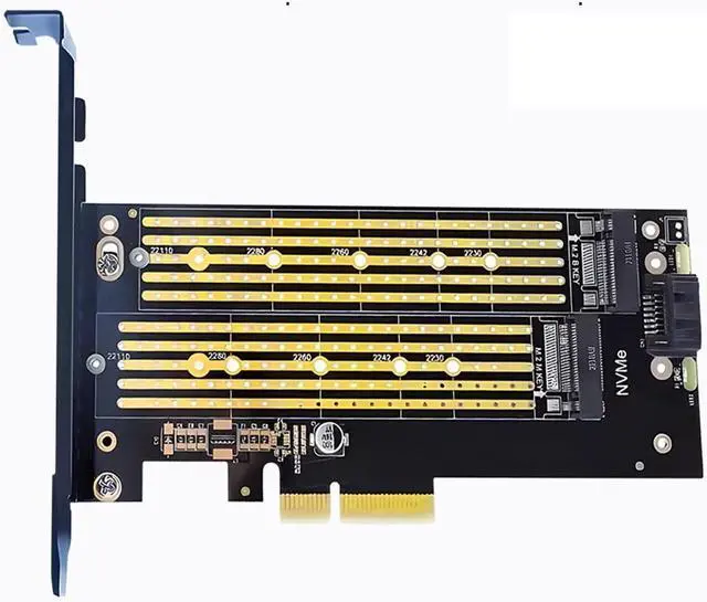 Main image of PCIe 5.0/4.0 to Dual M.2 NVMe & SATA SSD Adapter Card  Dual-Bay High-Speed Expansion Board with Gold-Plated PCB, Stable Signal Transmission, and Metal Bracket (K6)
