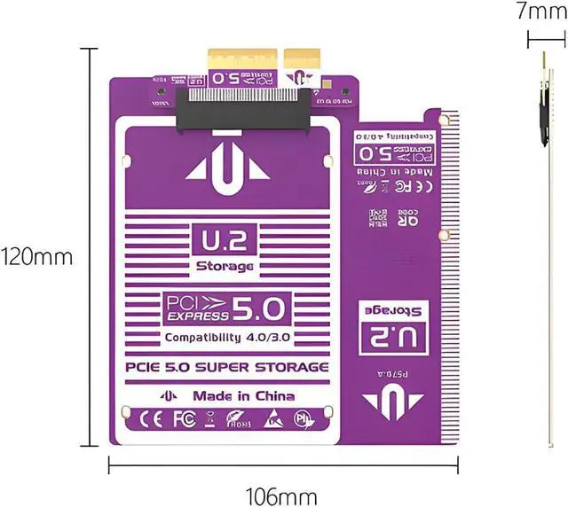 Alt view image 2 of 5 - PCIe to U.2 U.3 NVMe SSD Adapter Card \u2013 128Gbps / 64Gbps Expansion Board with Gold-Plated Connector, Stable Signal, High-Efficiency Heat Dissipation (P579)