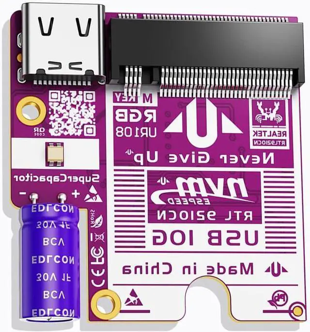 Alt view image 3 of 6 - NVMe SSD Adapter Board  UR108 M.2 to USB 3.2 Gen2 Converter, 10Gbps Transfer Speed, RTL9210CN Controller, Wide System Compatibility, Plug and Play