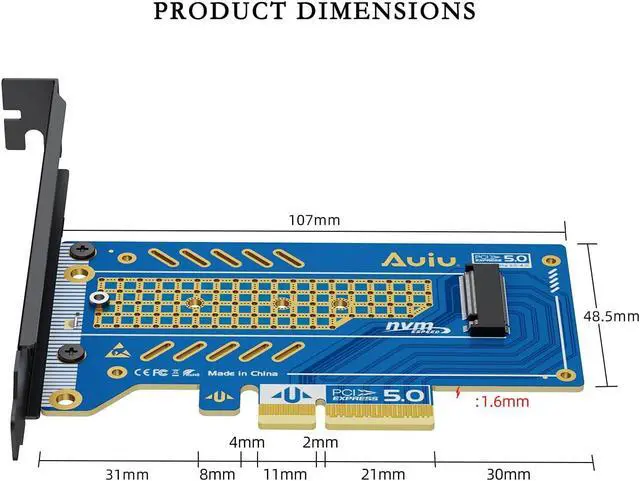 Alt view image 6 of 7 - PCIE to M.2 NVMe B+M Key Expansion Card High Speed Support NVMe 2230 2240 2260 2280 SSD Support PCIe X4 X8 X16 (PCIe5.0 x4 Card Set4)
