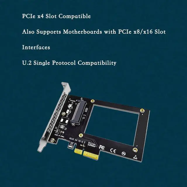 Alt view image 2 of 7 - U.2 to PCIe Adapter Card PCIe 3.0 x4 Expansion Card with SFF-8639 U.2 NVMe SSD Support, Compatible with Windows/Linux/Mac OS, Stable No Power Supply Needed (SFF8639)