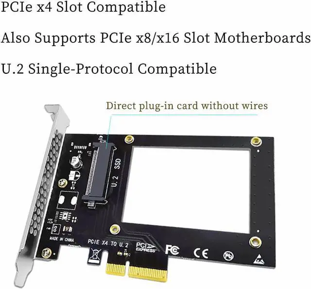 Alt view image 5 of 7 - U.2 to PCIe Adapter Card PCIe 3.0 x4 Expansion Card with SFF-8639 U.2 NVMe SSD Support, Compatible with Windows/Linux/Mac OS, Stable No Power Supply Needed (SFF8639)