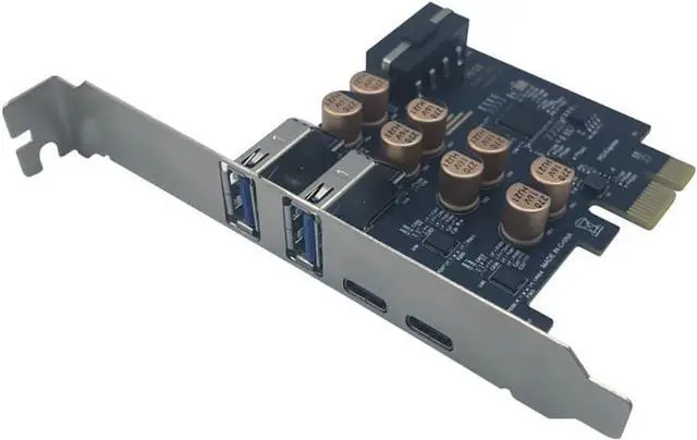 Main image of PCIe to USB 3.0 + USB-C Expansion Card 5Gbps 1 to 4 Desktop Adapter with D720201 Controller, 4-Port Splitter (4-Pin Power Port)