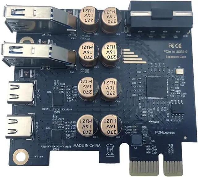 Alt view image 3 of 7 - PCIe to USB 3.0 + USB-C Expansion Card 5Gbps 1 to 4 Desktop Adapter with D720201 Controller, 4-Port Splitter (4-Pin Power Port)