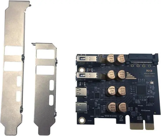 Alt view image 2 of 7 - PCIe to USB 3.0 + USB-C Expansion Card 5Gbps 1 to 4 Desktop Adapter with D720201 Controller, 4-Port Splitter (SATA Power Port)