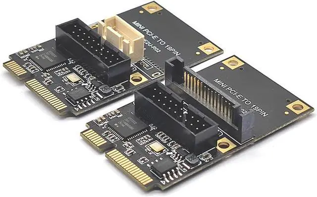 Alt view image 2 of 4 - Mini PCI-E to USB 3.2 Gen1 19-Pin Dual-Port Expansion Card 5Gbps Adapter Support Half-Height Bracket, Compatible with Windows/Linux (Small 4-Pin Power Port)
