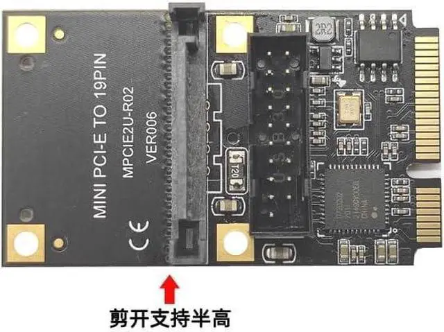 Alt view image 3 of 5 - Mini PCI-E to USB 3.2 Gen1 19-Pin Dual-Port Expansion Card 5Gbps Adapter Support Half-Height Bracket, Compatible with Windows/Linux (SATA Power Port)