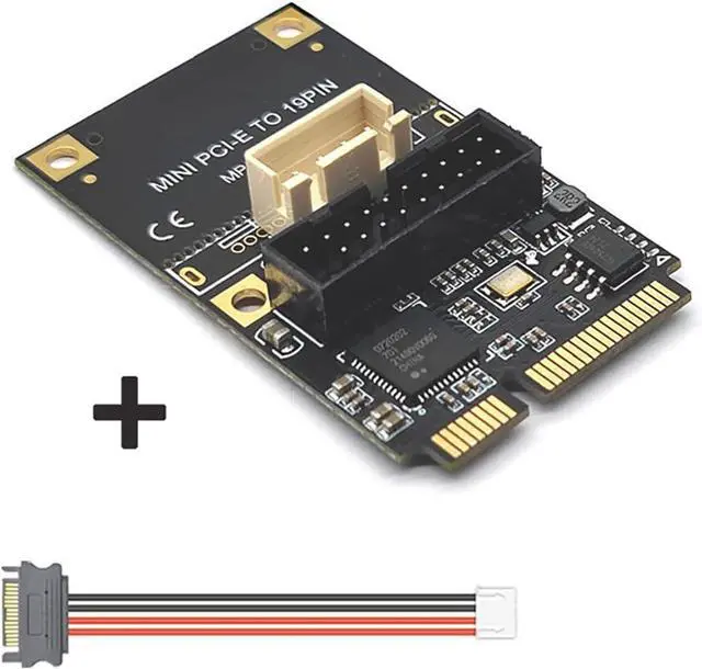 Alt view image 4 of 4 - Mini PCI-E to USB 3.2 Gen1 19-Pin Dual-Port Expansion Card 5Gbps Adapter Support Half-Height Bracket, Compatible with Windows/Linux (Small 4-Pin Power Port)