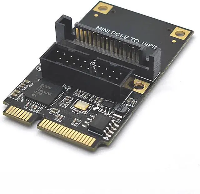 Main image of Mini PCI-E to USB 3.2 Gen1 19-Pin Dual-Port Expansion Card 5Gbps Adapter Support Half-Height Bracket, Compatible with Windows/Linux (SATA Power Port)